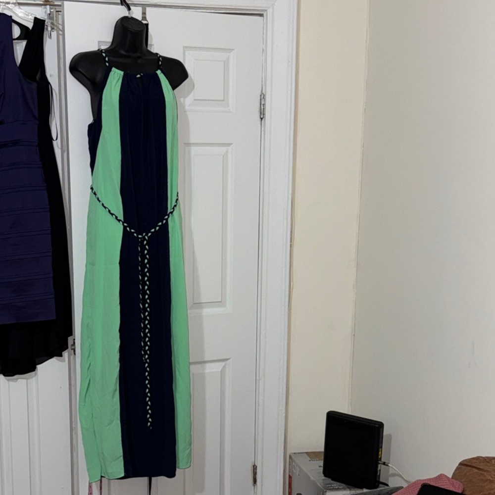 New York & Company Mint and Navy Maxi Dress